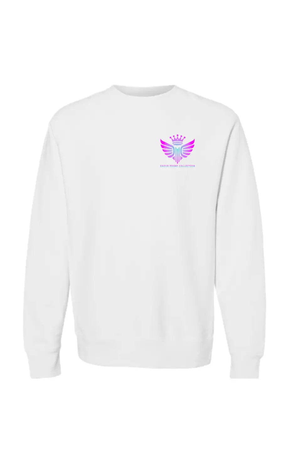 luxury-streetwear-white-crewneck-sweater-endvr-prime-collection-ss25-cc-front